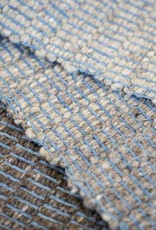 Maddalena Forcella 3ft x 5ft  GREIGE Rug with natural wool and indigo warp with crochet stitch in dark gray