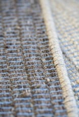 Maddalena Forcella  3ft x 5ft GREIGE Rug with indigo warp and crochet stitch in light gray