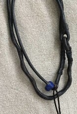 Leather necklace with raw lapis