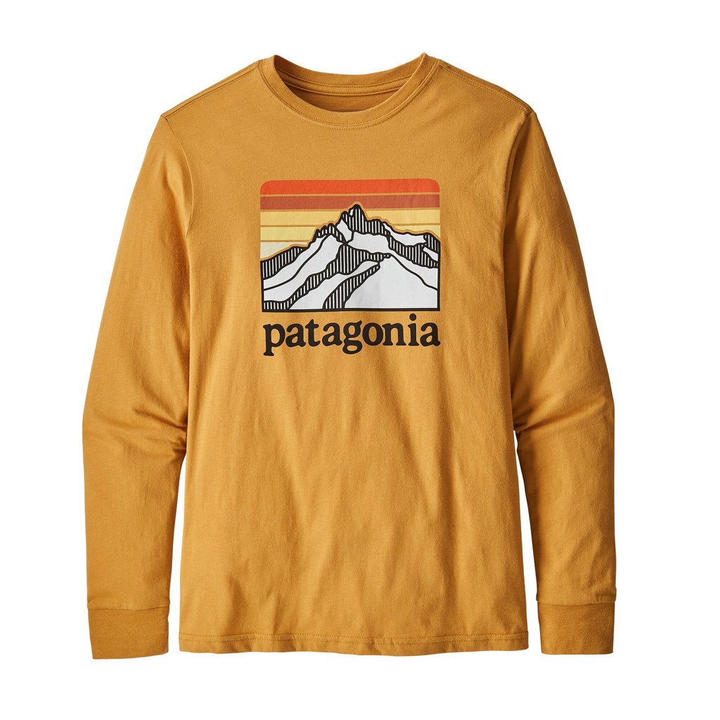 Patagonia Boys Long Sleeved Graphic Organic Cotton T Shirt Yellow Turtle