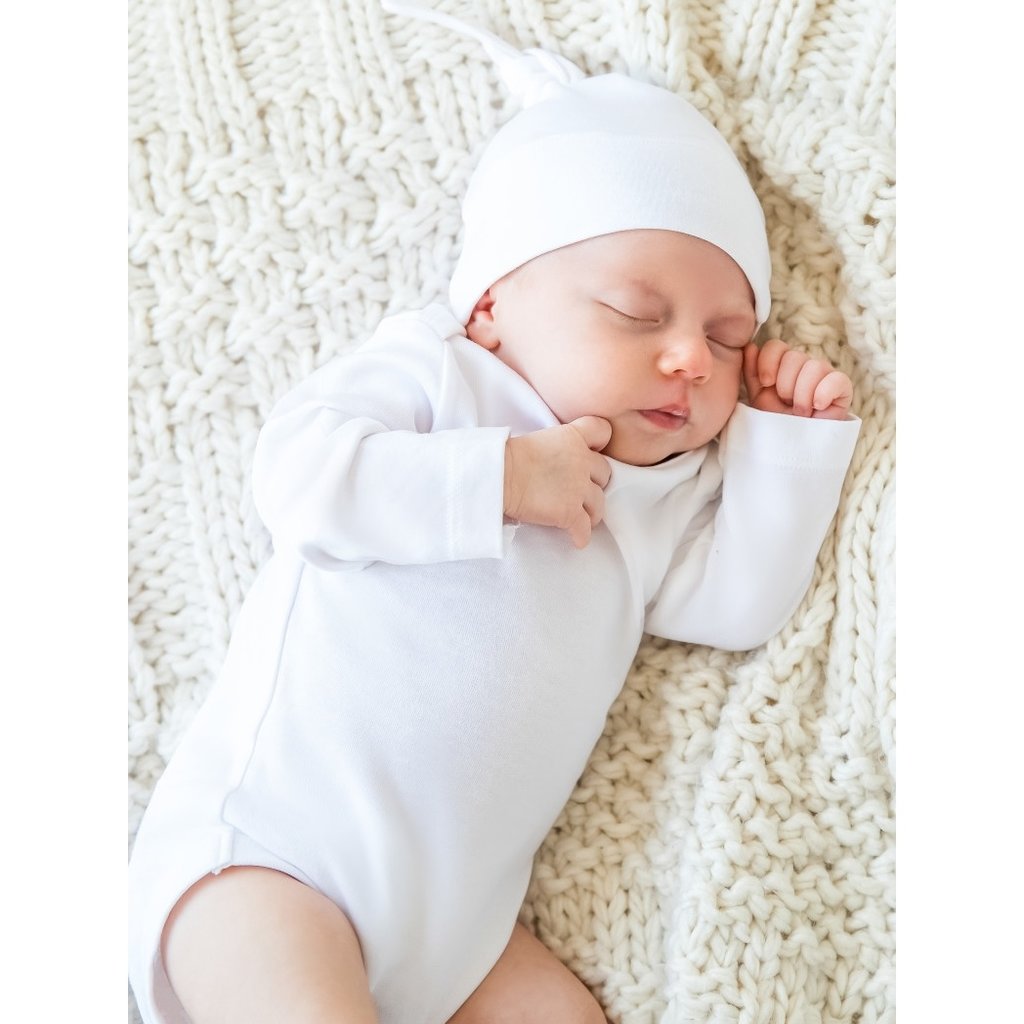 Colored Organics - Classic Knotted Hat WHITE - Newborn