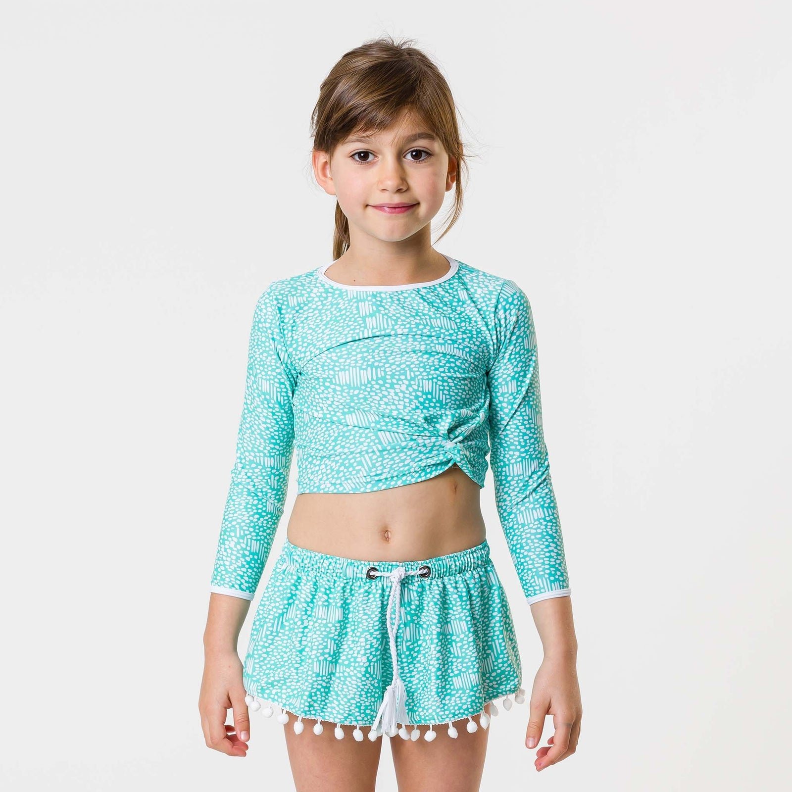 Snapper Rock Toddler Long Sleeve Wrap Crop Top - Yellow Turtle