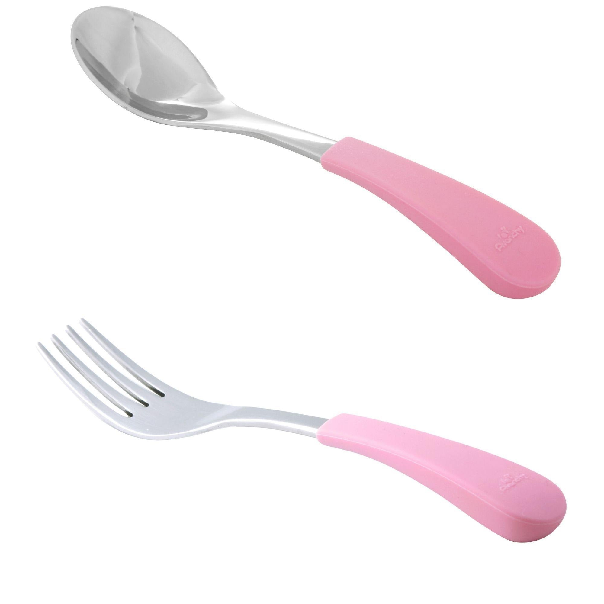 Avanchy Pink Stainless Steel Baby Feeding Spoons