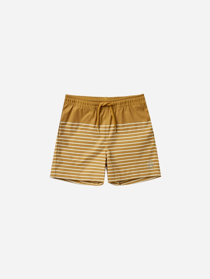 Rylee & Cru Toddler Boys Striped Boardshorts - Yellow Turtle
