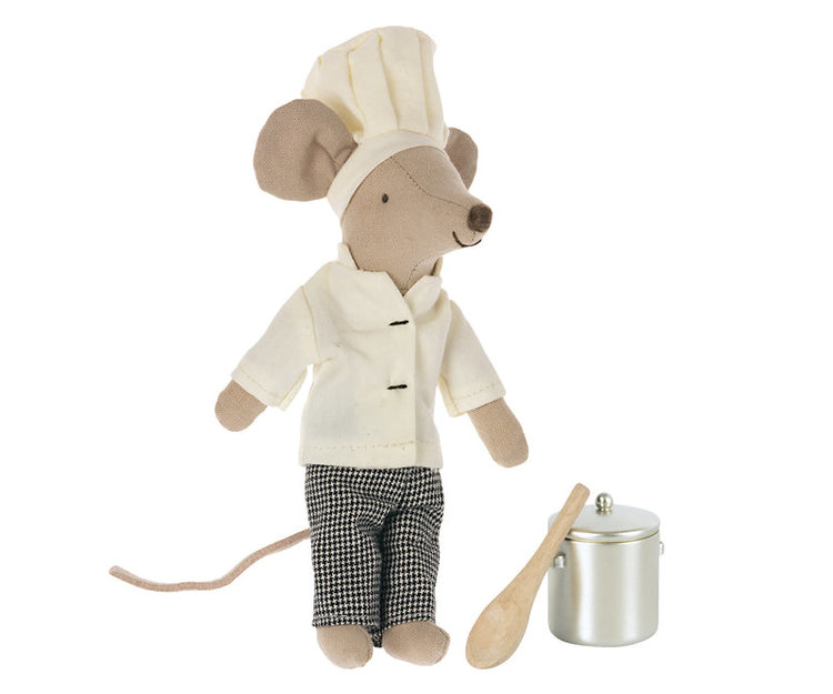 Maileg Maileg Chef Mouse w Soup Pot & Spoon, Big Brother/Sister