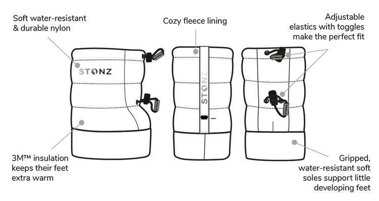 Stonz Baby Puffer Booties - RUBY - S (0-6 Mo)