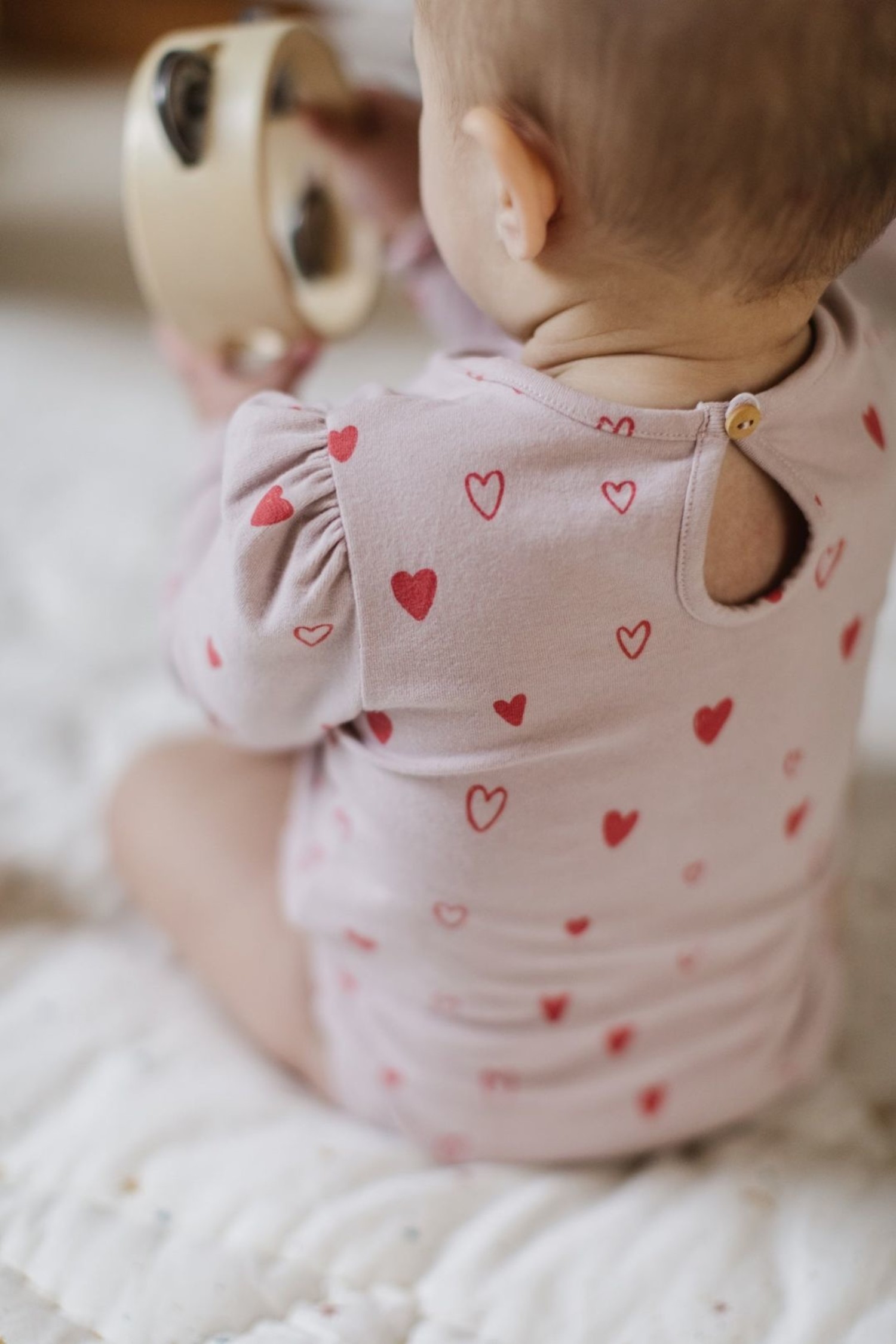 Pehr Baby Puff Sleeve One Piece - Sweetheart PINK - Yellow Turtle