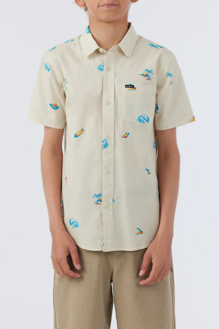 O'Neill O'Neill Boys Quiver Stretch Short Sleeve Shirt Cream XL (18-20)