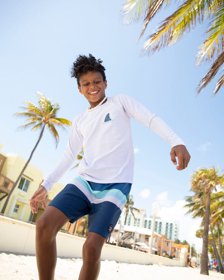 Feather 4 Arrow Feather 4 Arrow - Kids Fin Long Sleeve Rash Top - WHT