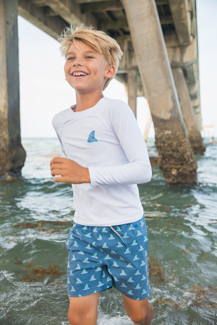 Feather 4 Arrow Feather 4 Arrow - Kids Fin Long Sleeve Rash Top - WHT