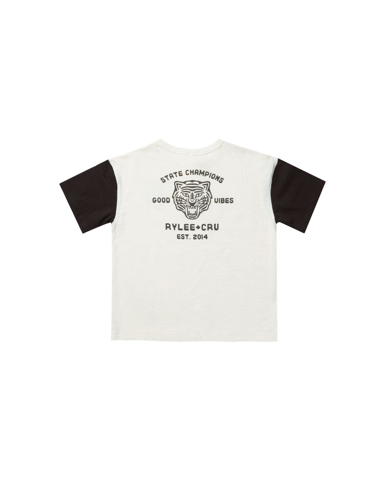 Rylee + Cru Rylee & Cru Kids Tiger Henley Contrast Tee - IVORY