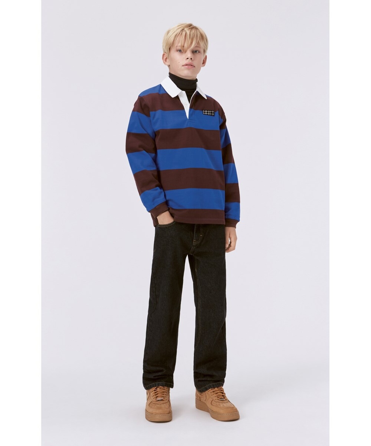 Molo Relz Wide Stripe Long Sleeve Polo T-Shirt