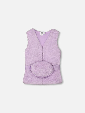 Deux par Deux Deux Par Deux Kids Faux Fur Vest w/ Pouch - LUPINE