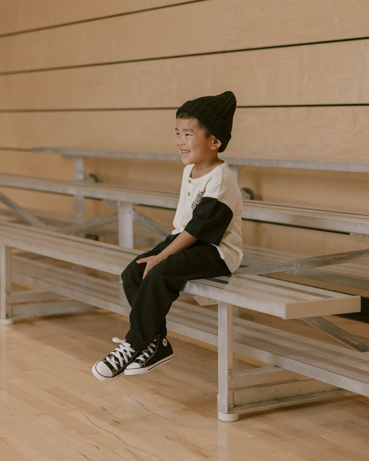 Rylee + Cru Rylee & Cru Kids Tiger Henley Contrast Tee - IVORY