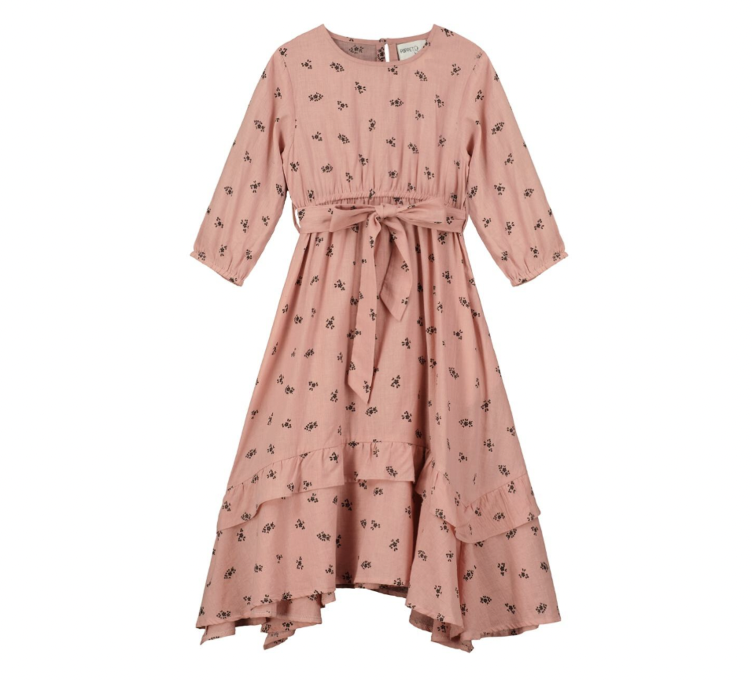 Poppet & Fox Kids Handkerchief Hem Dress - DUSTY PINK FLORAL