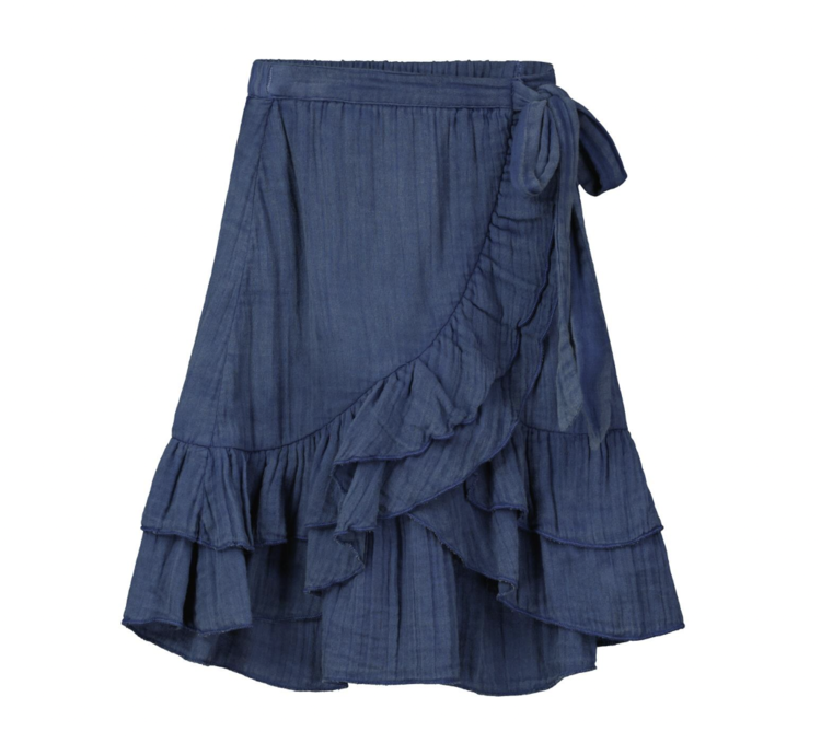 Poppet & Fox Kids Frilled Faux Wrap Skirt - INDIGO