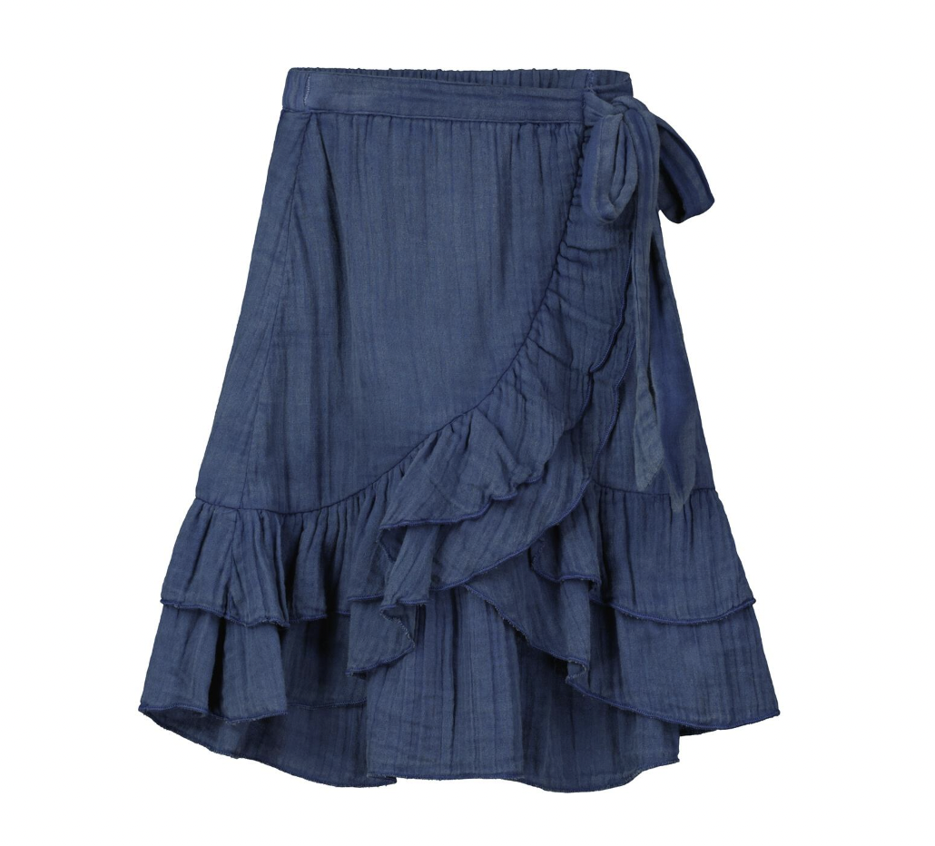 Poppet & Fox Junior Frilled Faux Wrap Skirt - INDIGO - Yellow Turtle