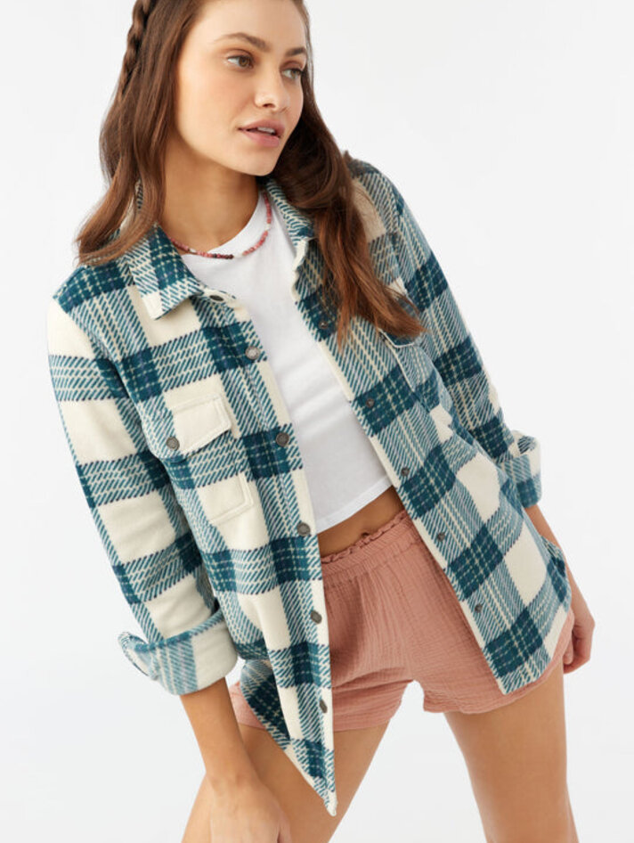 O'Neill Women's Brooks Oversized Flannel Top in Dusty Cedar, Size Small