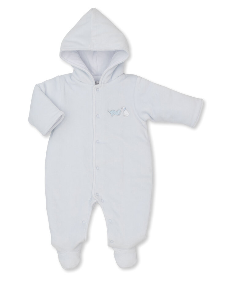 Kissy Kissy Kissy Kissy Baby Velour Footed Bunting - LIGHT BLUE