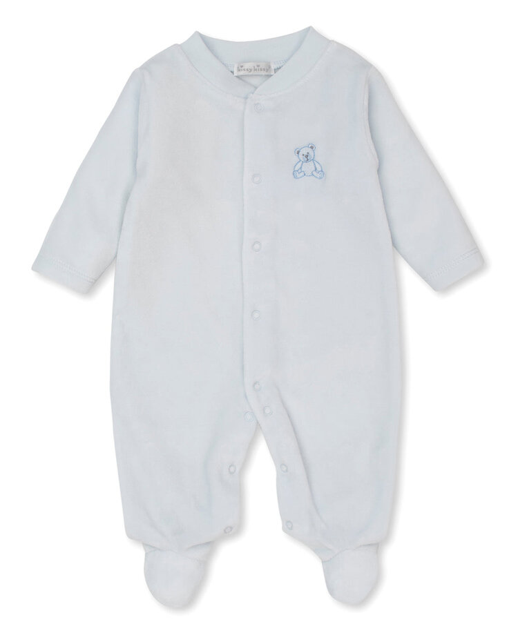 Kissy Kissy Kissy Kissy Baby Velour Footie - LIGHT BLUE