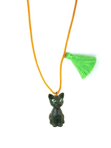 Gunner & Lux Gunner & Lux Halloween Necklace - Black Cat Glow in the Dark Eyes