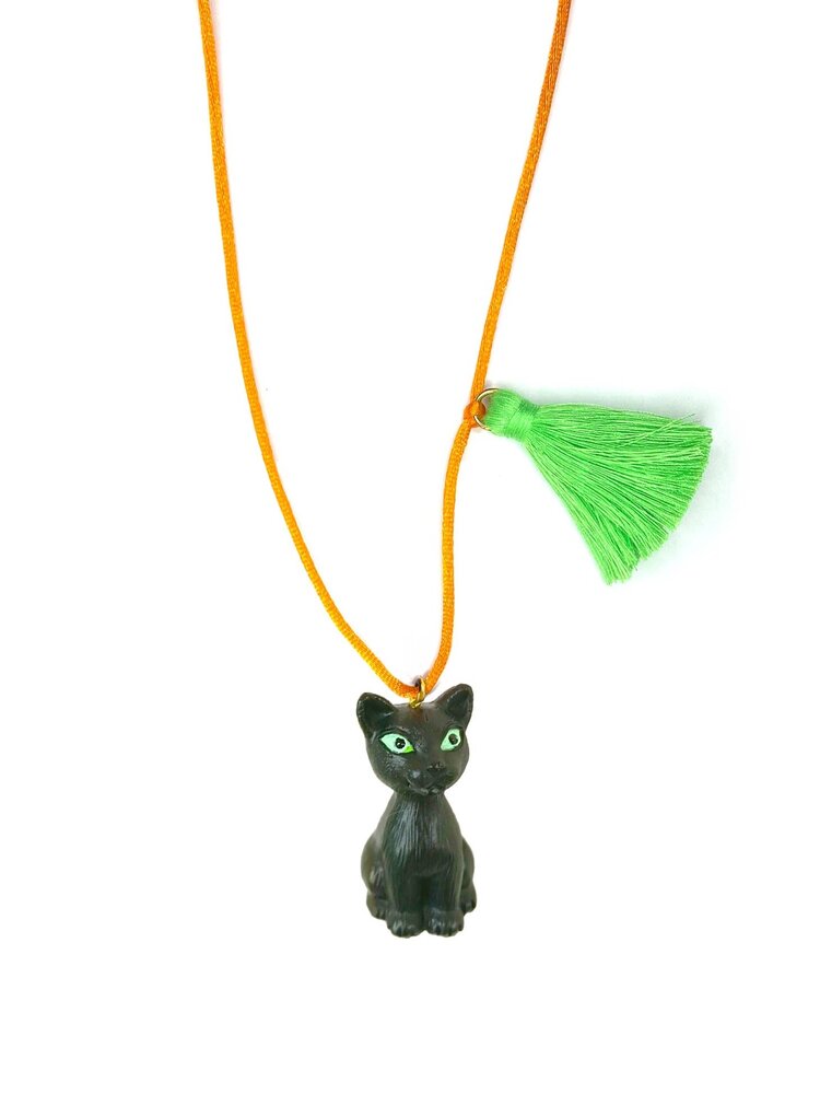 Gunner & Lux Gunner & Lux Halloween Necklace - Black Cat Glow in the Dark Eyes