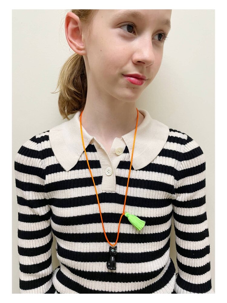 Gunner & Lux Gunner & Lux Halloween Necklace - Black Cat Glow in the Dark Eyes