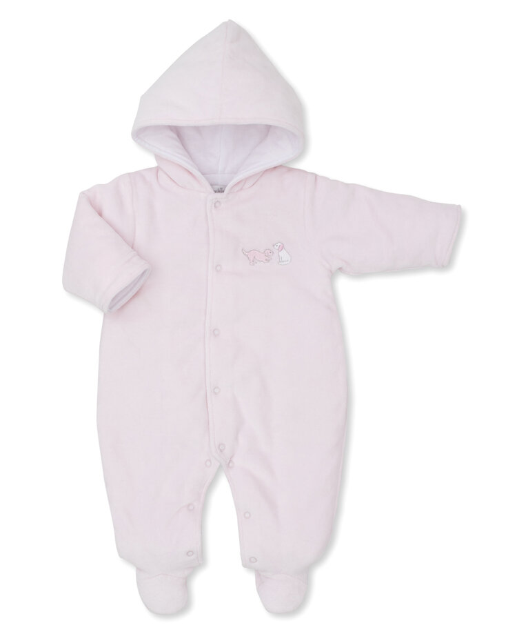Kissy Kissy Kissy Kissy Baby Velour Footed Bunting - PINK