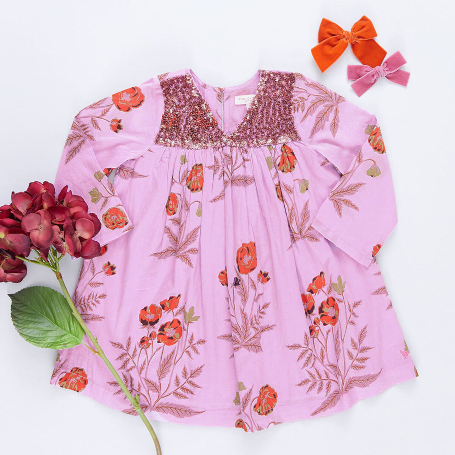 Pink Chicken Kids Courtney Dress - LAVENDER POPPY - Yellow Turtle