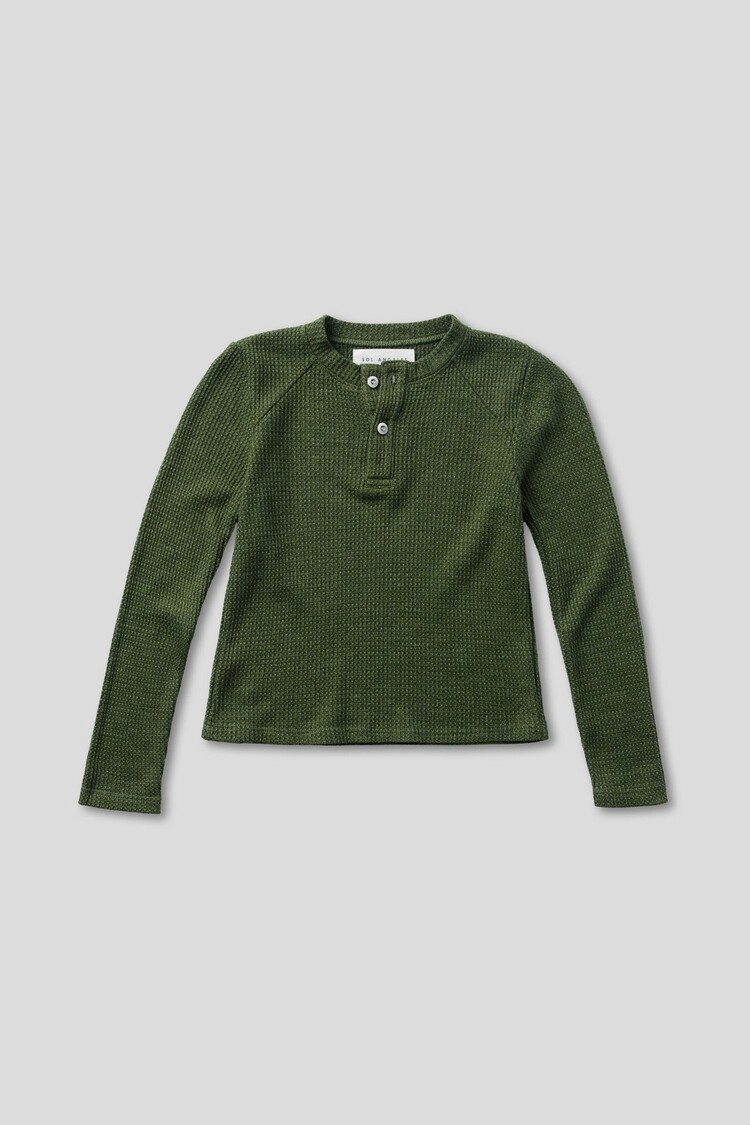 Sol Angeles Sol Angeles Kids Thermal Henley Top - CYPRESS