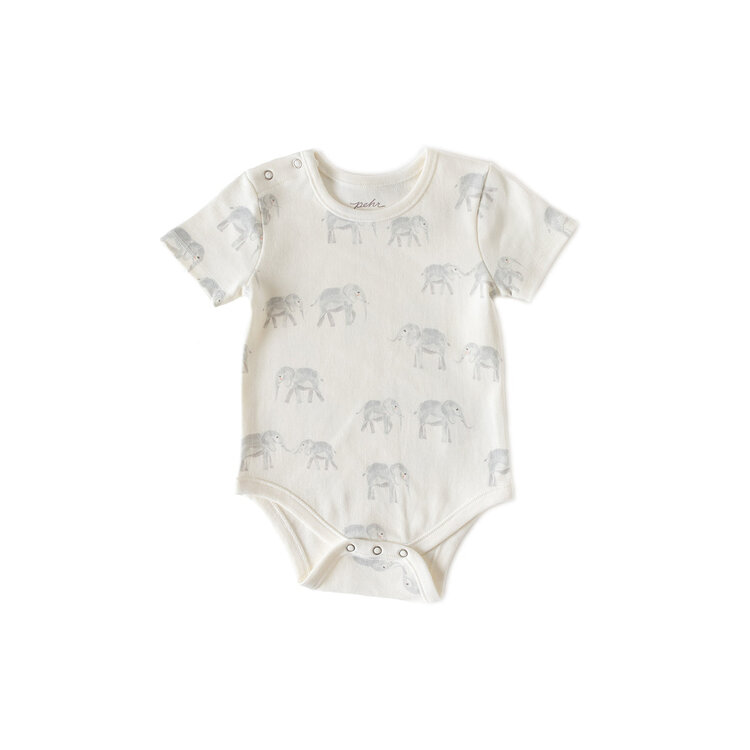 Pehr Designs Pehr Baby Shoulder Snap Onesie - FOLLOW ME ELEPHANT