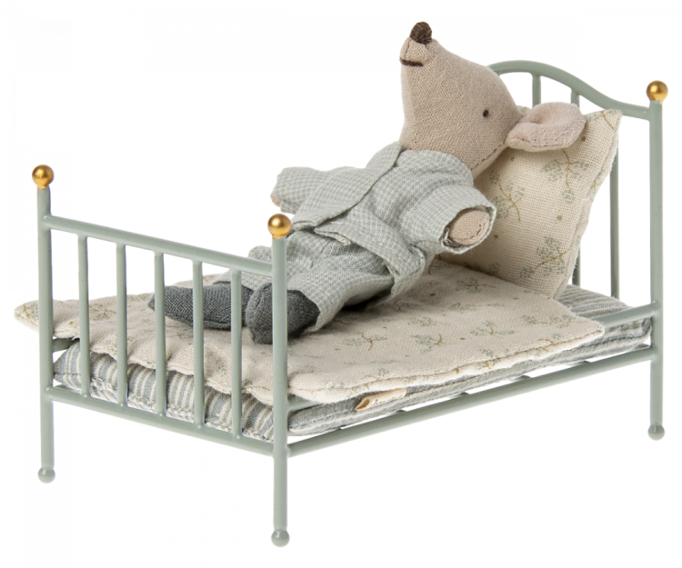 Maileg Maileg  Vintage Single Bed, Mouse - MINT