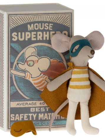 Maileg Maileg Super Hero Mouse, Little Brother in Matchbox