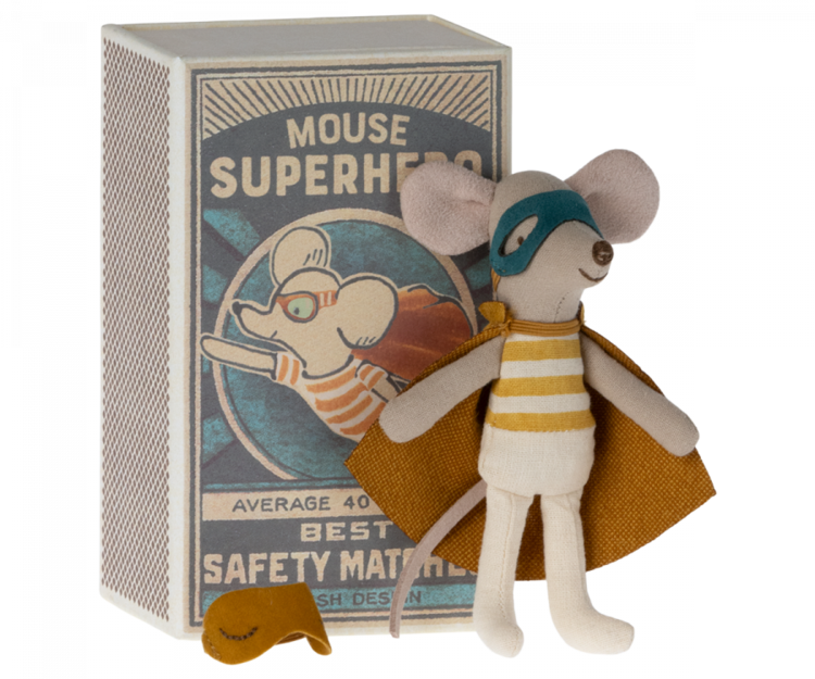 Maileg Maileg Super Hero Mouse, Little Brother in Matchbox