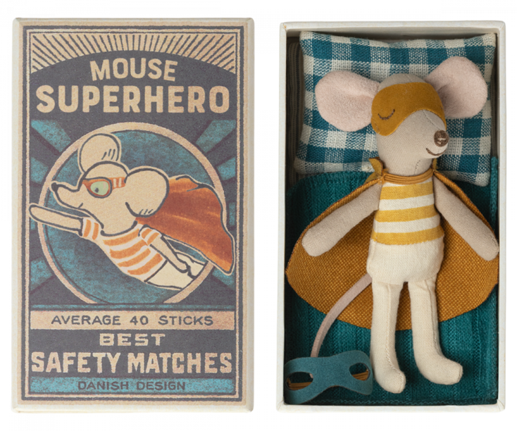 Maileg Maileg Super Hero Mouse, Little Brother in Matchbox