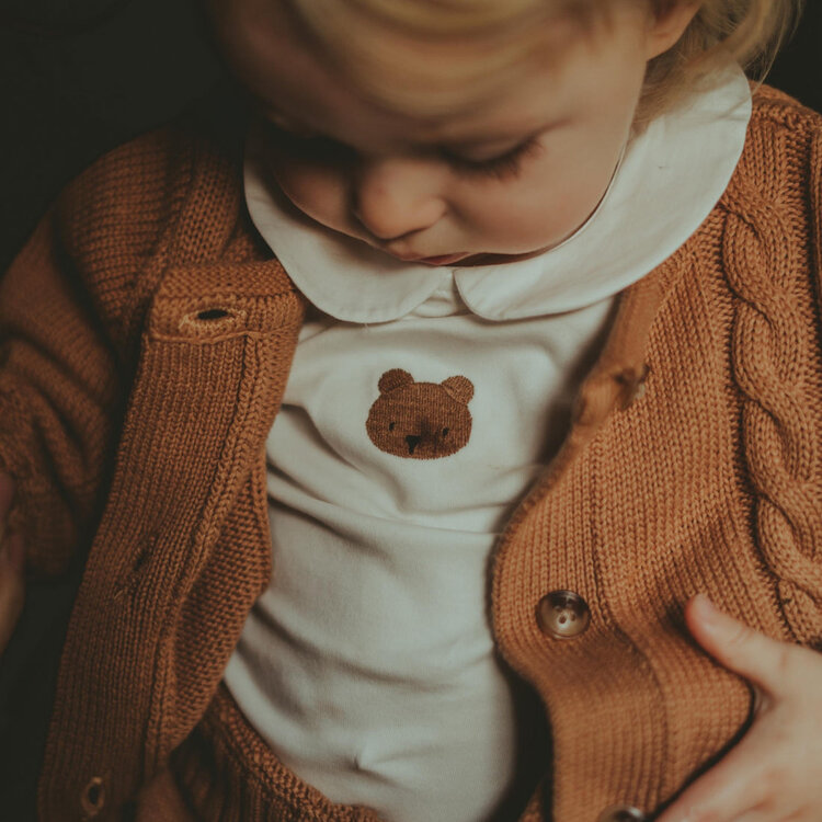 Donsje Donsje Baby Davo Bodysuit Bear - WHITE