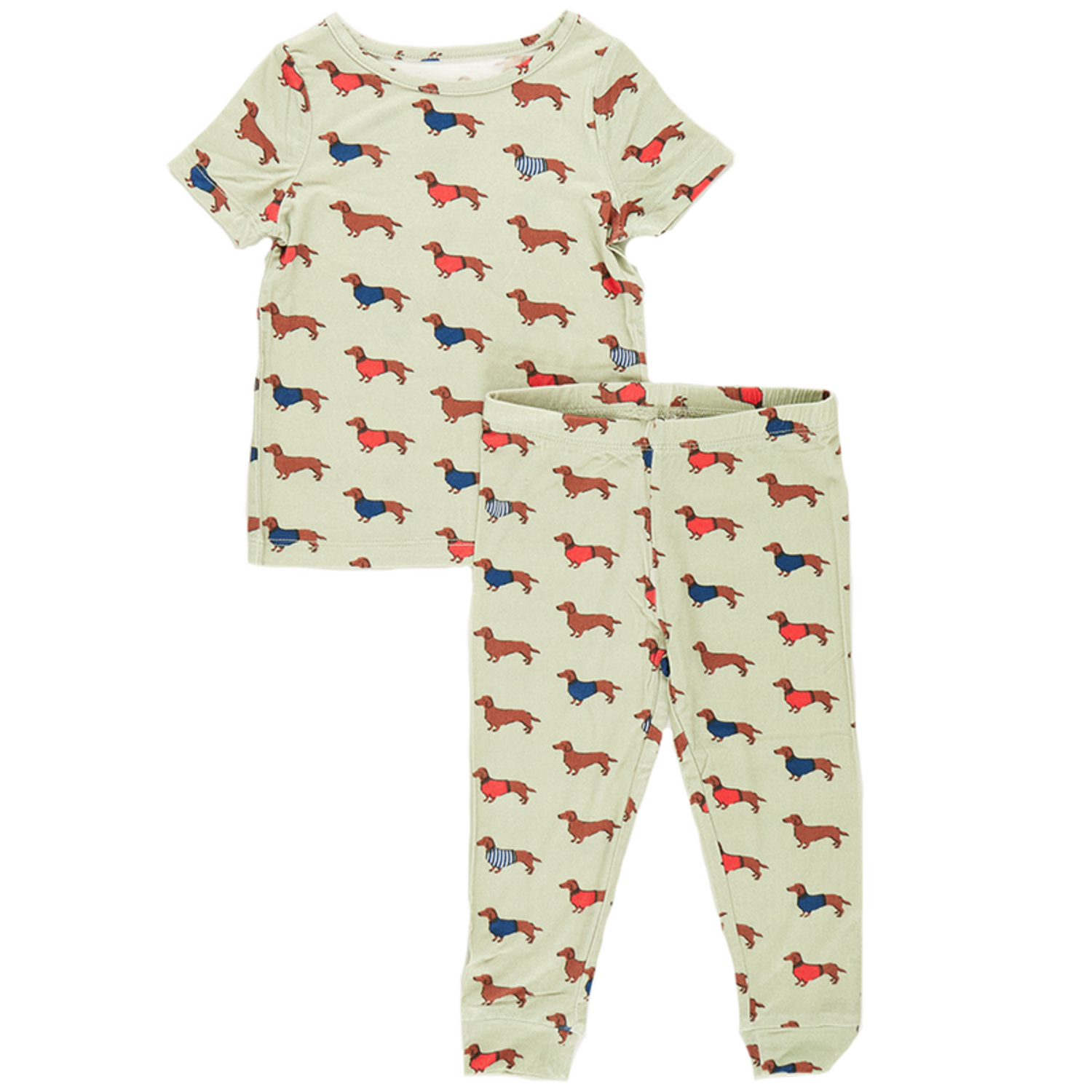 Pink Chicken Kids Bamboo Pajama Set - SWEATER DOG - Yellow Turtle