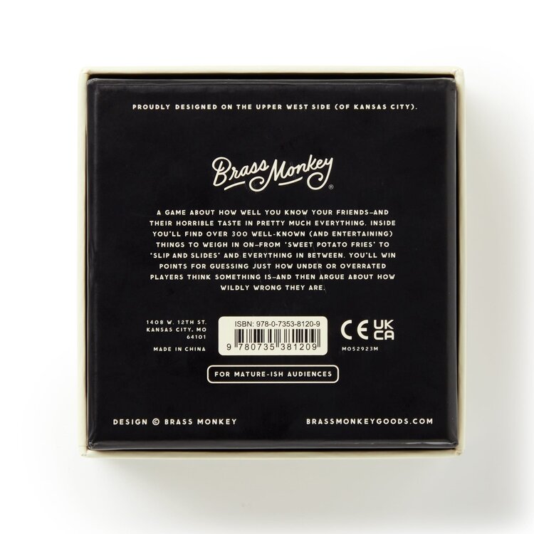 Brass Monkey Overrated/Underrated Social Game