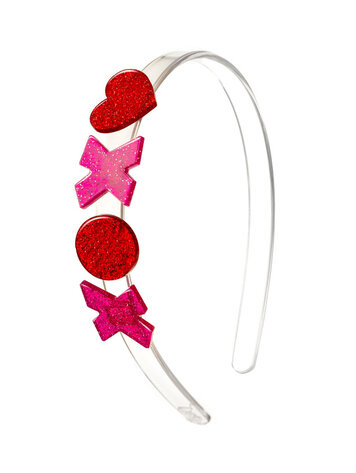 Lilies & Roses NY Lilies & Roses NY Glitter Headband - XOXO RED/PNK