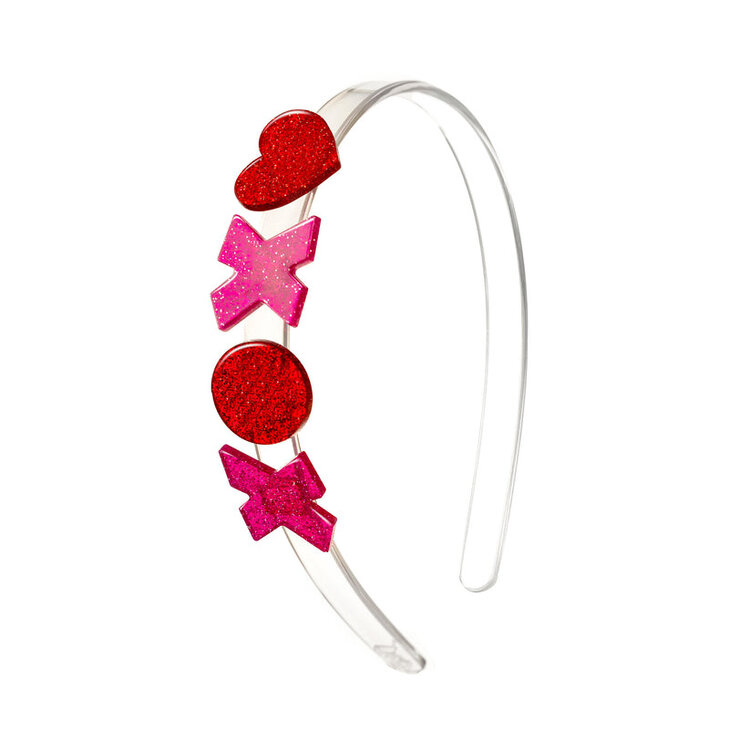 Lilies & Roses NY Lilies & Roses NY Glitter Headband - XOXO RED/PINK