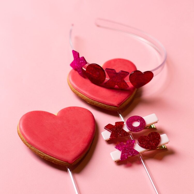 Lilies & Roses NY Lilies & Roses NY Glitter Headband - XOXO RED/PINK