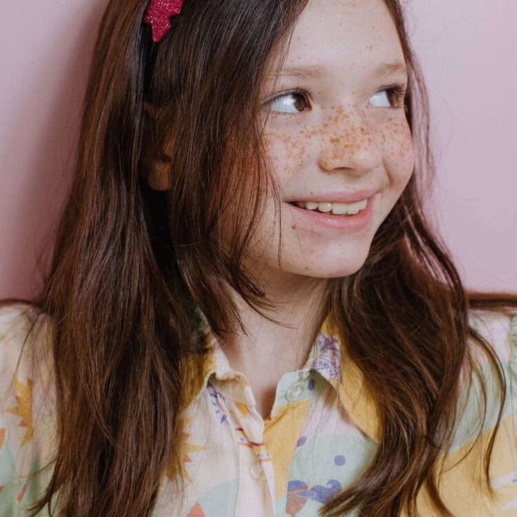 Lilies & Roses NY Lilies & Roses NY Glitter Headband - XOXO RED/PINK