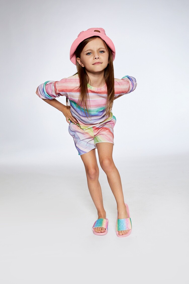 Deux par Deux Deux Par Deux Kids Terry Sweatshirt - RAINBOW STRIPE