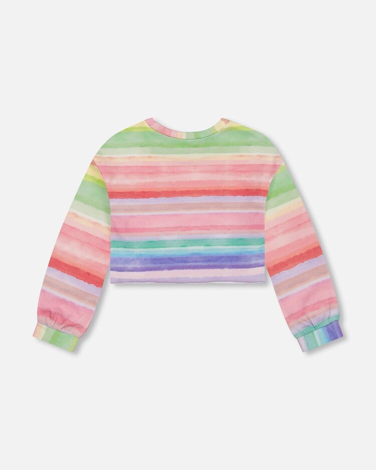 Deux par Deux Deux Par Deux Kids Terry Sweatshirt - RAINBOW STRIPE