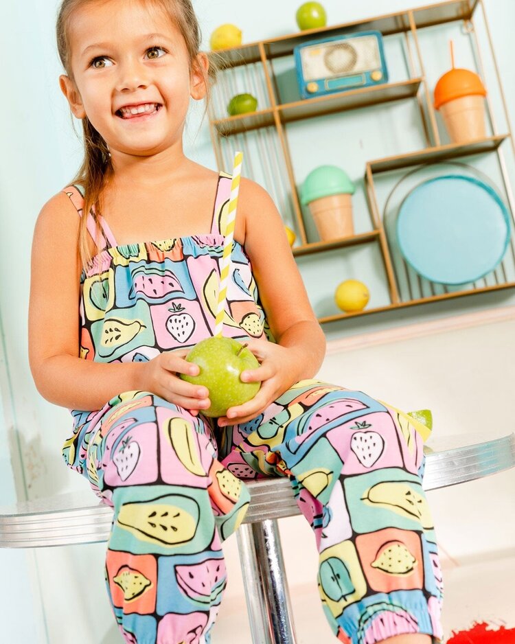 Deux par Deux Deux Par Deux Kids Jersey Jumpsuit - FRUITS SQUARE