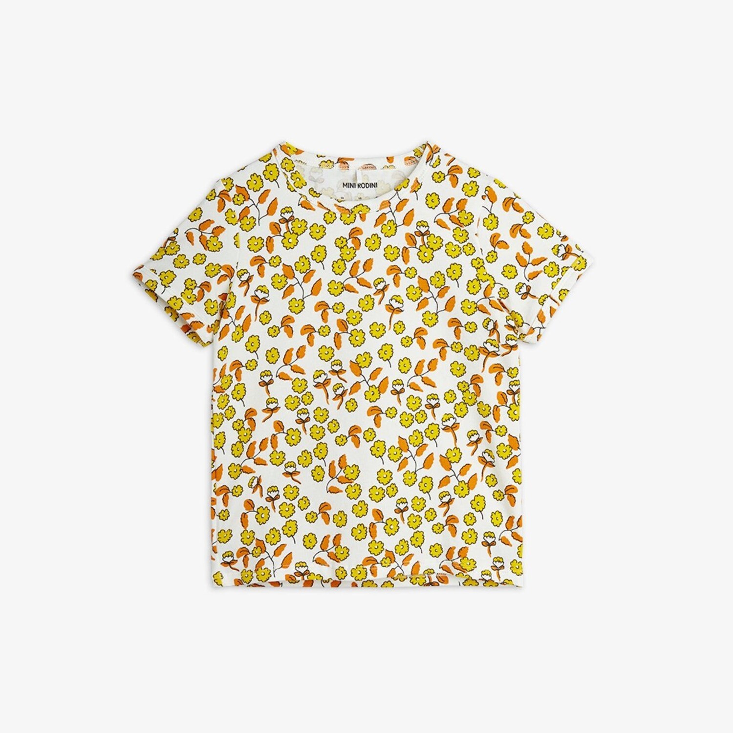 Mini Rodini Kids Flowers AOP Short Sleeve Tee - MULTI - Yellow Turtle