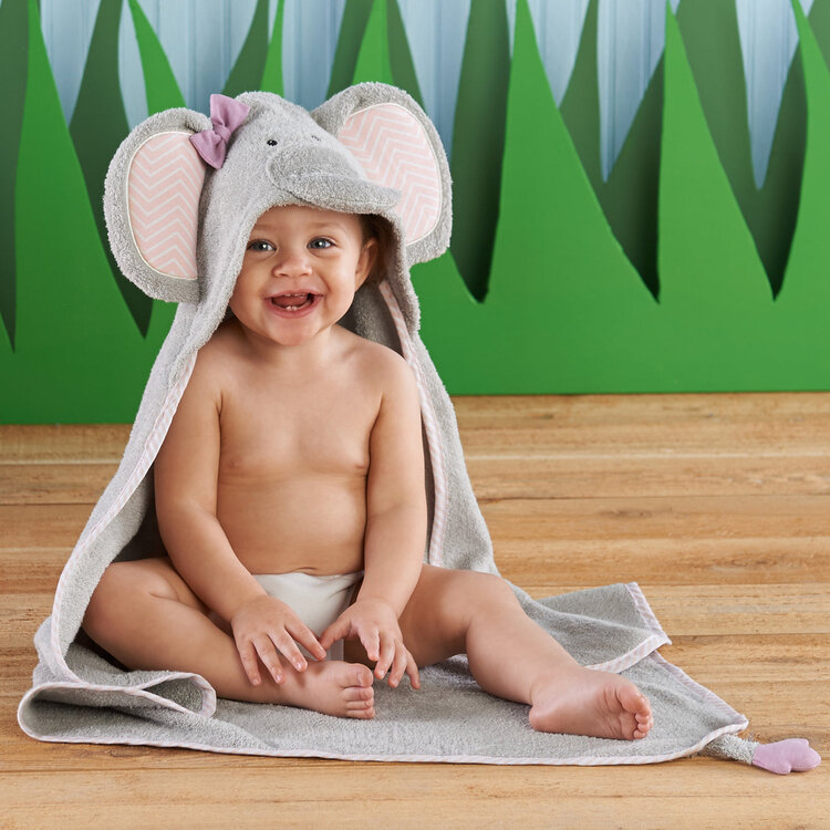 Baby Aspen Splish Splash Baby Hooded Towel - ELEPHANT