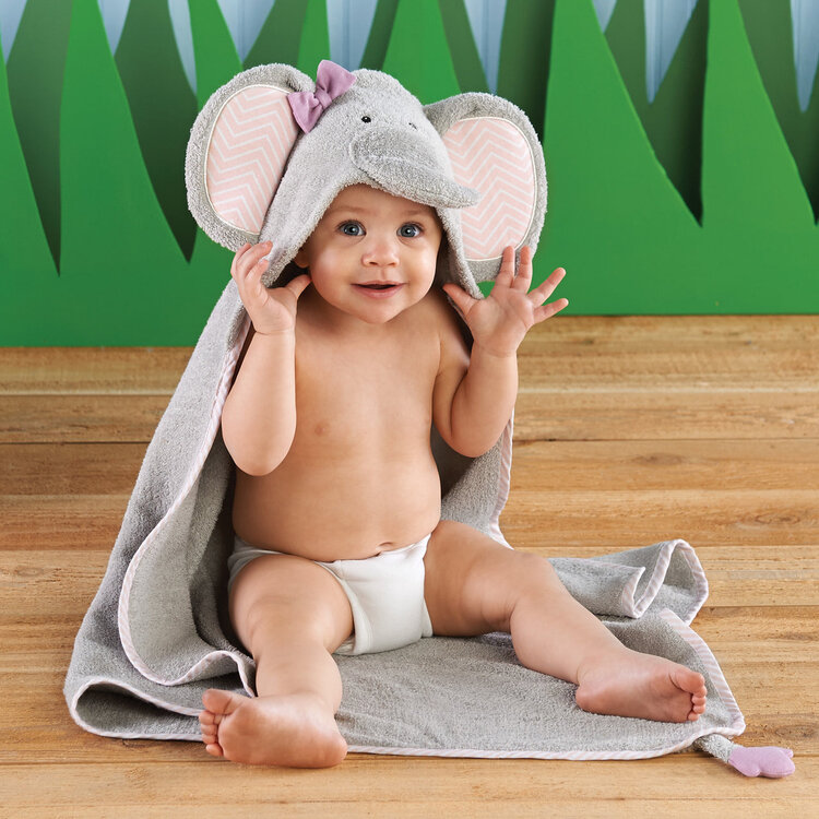 Baby Aspen Splish Splash Baby Hooded Towel - ELEPHANT