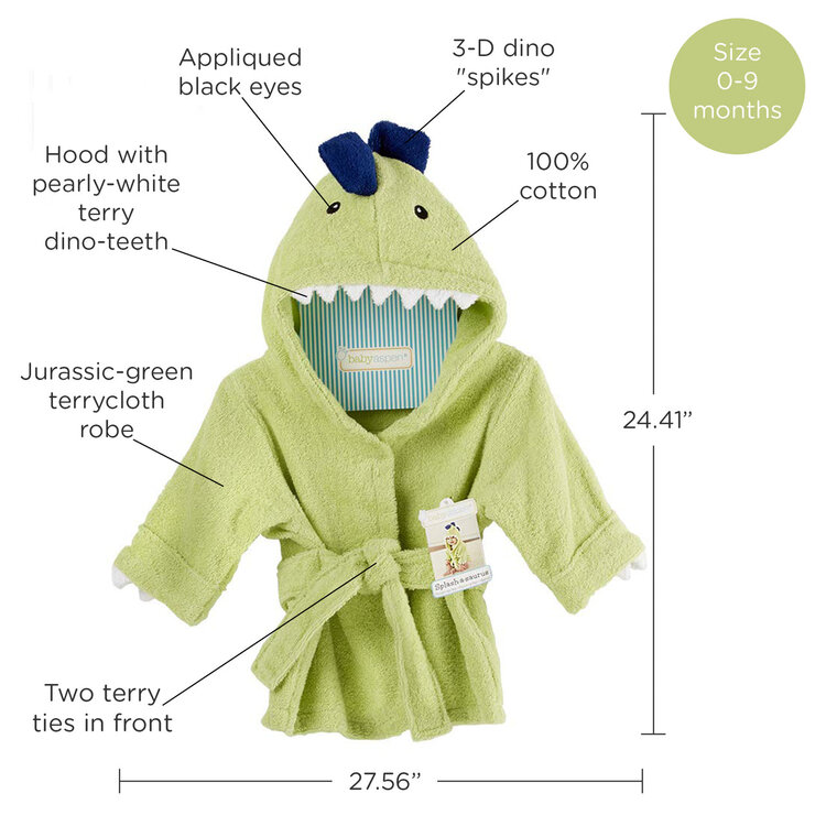 Baby Aspen Baby Splash-a-saurus Spa Hooded Robe - DINOSAUR