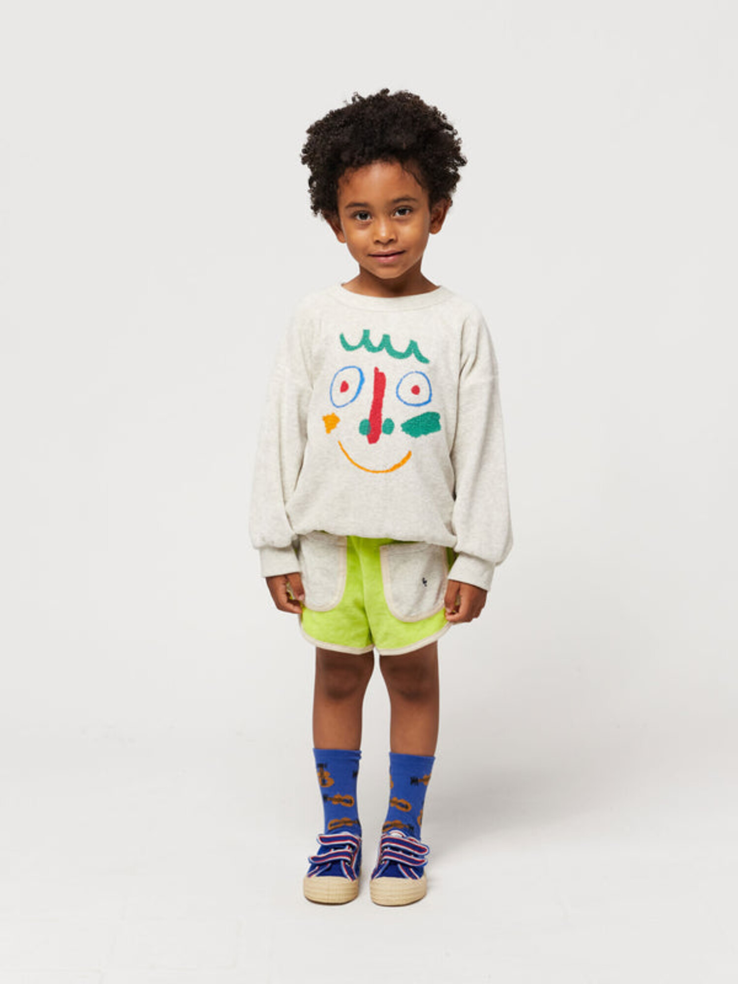Bobo Choses Green Terry Shorts - Yellow Turtle